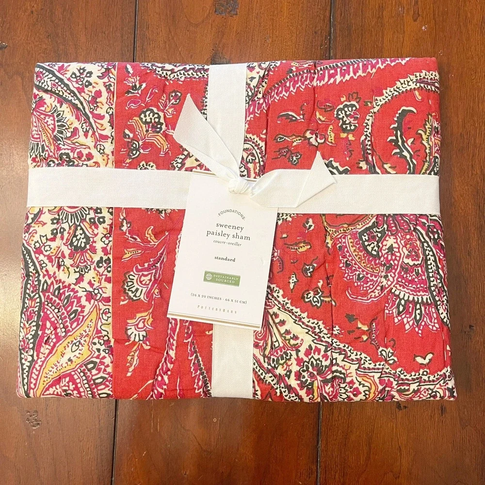 Pottery Barn Sweeney Paisley‎ quilted standard sham multi New pillow red